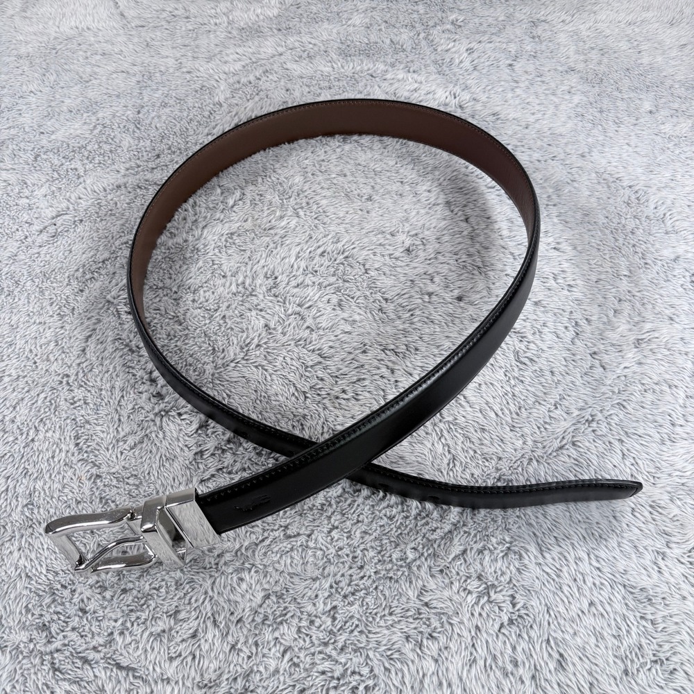 Polo Ralph Lauren Men's Reversible Black Brown Dress Belt Silver Buckle